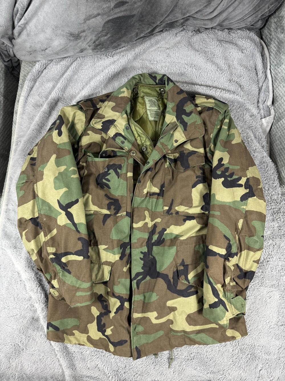 Vintage Alpha Industries Coat Mens Large Green Woodland Camo Cold Weather Field